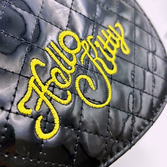 Glam Gold Black Embroidered Vinyl Hello Kitty Sanrio Crossbody Bag Purse Handbag - Picture 6 of 7